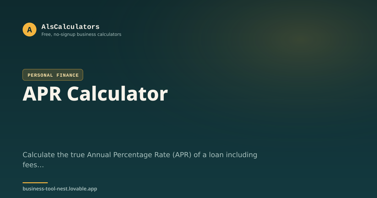 Simple Pr Calculation APR Calculator | Find the True Annual Percentage Rate of a Loan ...